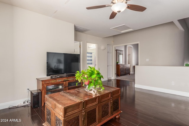 living room featuring dark hardwood / wood-style floors