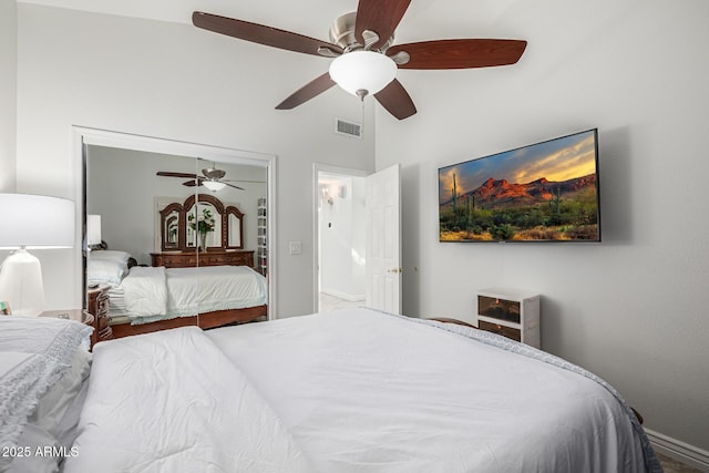 6941 W Voltaire Ave, Peoria, AZ 85381 - bedroom featuring baseboards, ceiling fan, and a towering ceiling