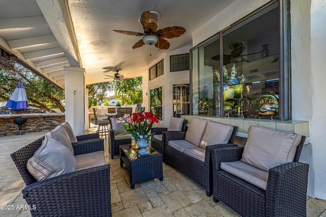 6941 W Voltaire Ave, Peoria, AZ 85381 - view of patio / terrace featuring outdoor lounge area and a ceiling fan