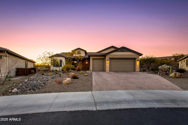 view of front of home with a garage