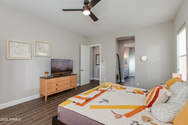 bedroom featuring ceiling fan