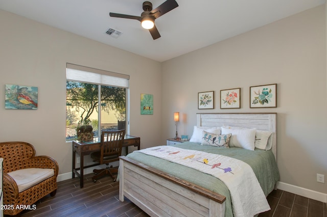 bedroom featuring ceiling fan