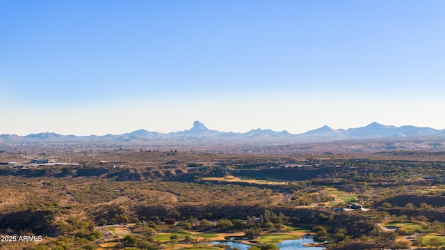 view of mountain feature featuring a water view