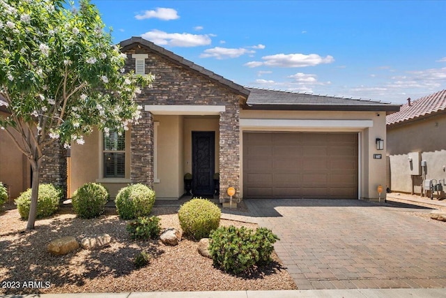 view of front of house with a garage