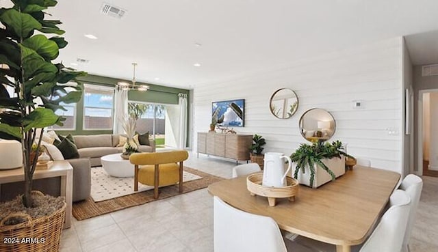 dining space with visible vents and recessed lighting