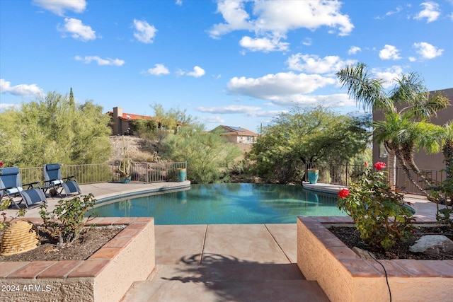 view of swimming pool with a patio area