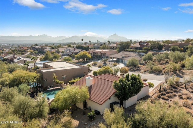 bird's eye view with a mountain view