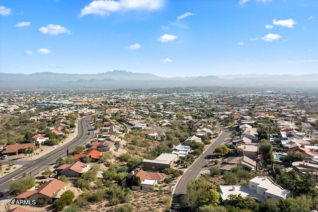 bird's eye view with a mountain view