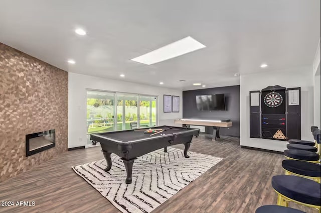 playroom featuring hardwood / wood-style floors and pool table