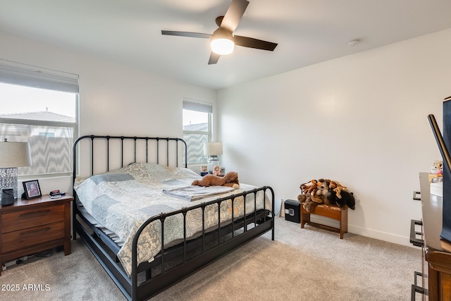 3699 E Sweetclover Ln, San Tan Valley, AZ 85140 - bedroom with a ceiling fan, light carpet, and baseboards