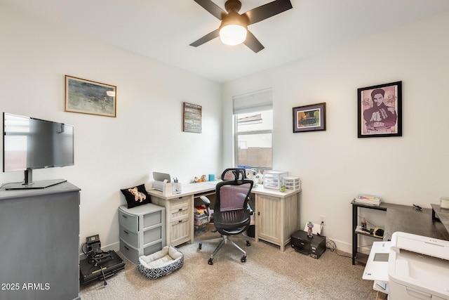 3699 E Sweetclover Ln, San Tan Valley, AZ 85140 - office space featuring a ceiling fan, carpet floors, and baseboards