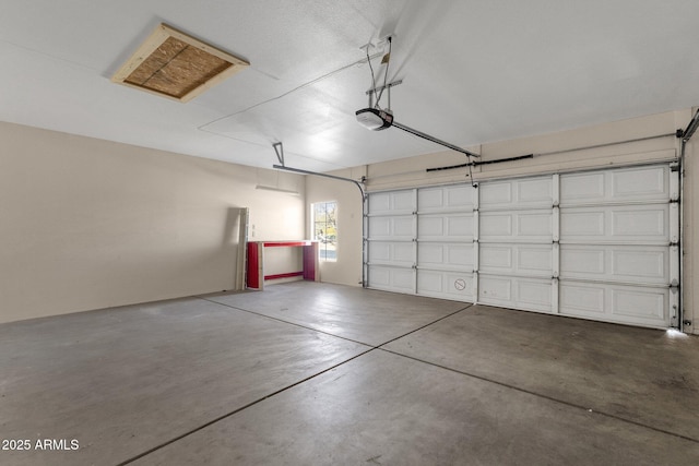 garage with a garage door opener