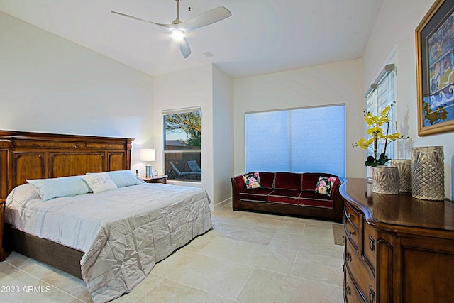32472 N 68th Pl, Scottsdale, AZ 85266 - bedroom with a ceiling fan, light tile patterned flooring, and multiple windows