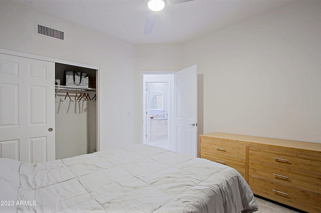 32472 N 68th Pl, Scottsdale, AZ 85266 - tiled bedroom with a ceiling fan, visible vents, and a closet