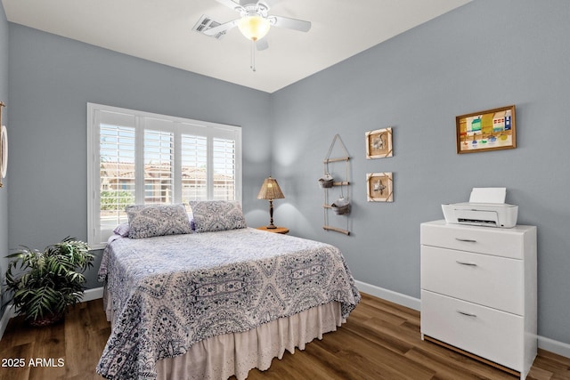 4332 E Cassia Ln, Gilbert, AZ 85298 - bedroom featuring baseboards, wood finished floors, and ceiling fan