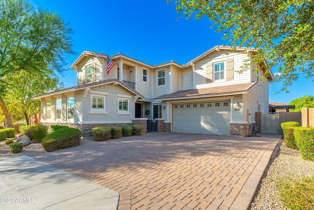 craftsman inspired home featuring a garage