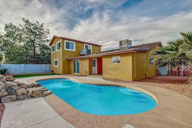 3121 W Greenway Rd, Phoenix, AZ 85053 - view of swimming pool with a fenced in pool, a patio, central AC unit, and a fenced backyard