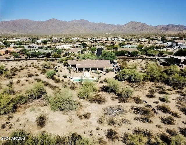 drone / aerial view with a mountain view