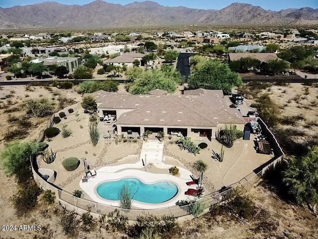 drone / aerial view with a mountain view