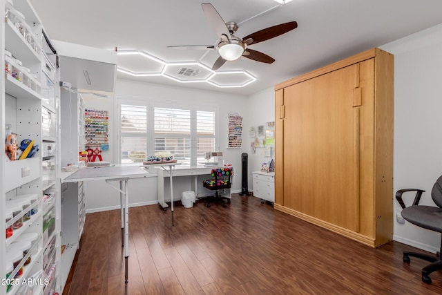 1341 E Bellerive Dr, Chandler, AZ 85249 - office with ceiling fan and dark wood-type flooring
