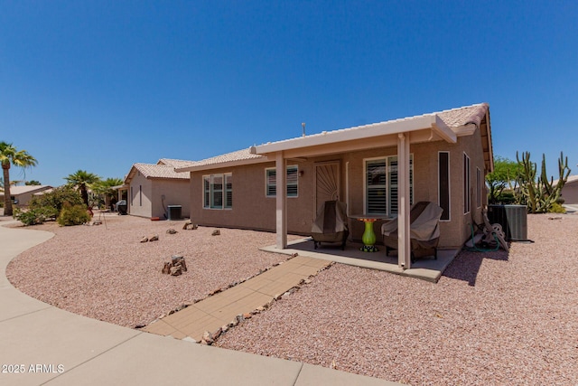 1341 E Bellerive Dr, Chandler, AZ 85249 - view of front of home featuring stucco siding, a patio area, and a tile roof