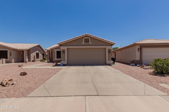 1341 E Bellerive Dr, Chandler, AZ 85249 - ranch-style house featuring stucco siding, a tiled roof, driveway, and an attached garage