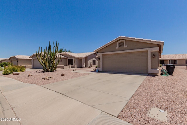 1341 E Bellerive Dr, Chandler, AZ 85249 - single story home featuring stucco siding, concrete driveway, a garage, and a tile roof