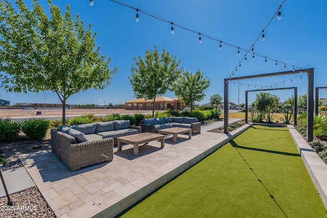 11029 E Ulysses Ave, Mesa, AZ 85212 - view of patio featuring outdoor lounge area and a bocce ball area