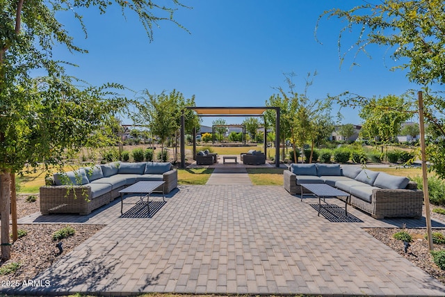 11029 E Ulysses Ave, Mesa, AZ 85212 - view of patio / terrace with an outdoor hangout area and a gazebo
