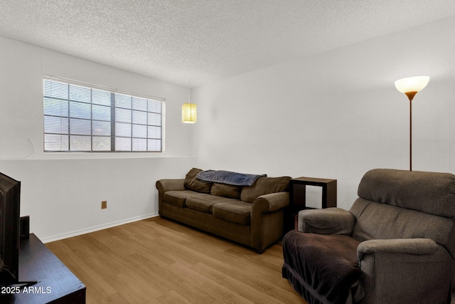 3491 N Arizona Ave Unit 118, Chandler, AZ 85225 - living area with wood finished floors, a textured ceiling, and baseboards