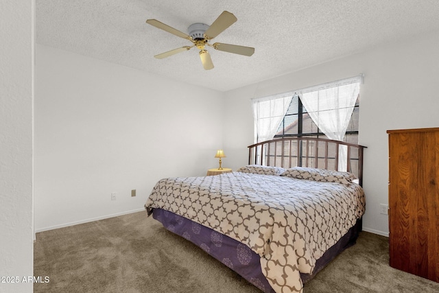 3491 N Arizona Ave Unit 118, Chandler, AZ 85225 - bedroom featuring carpet, a textured ceiling, baseboards, and a ceiling fan