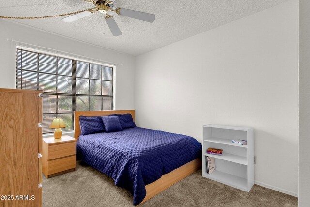 3491 N Arizona Ave Unit 118, Chandler, AZ 85225 - bedroom with carpet floors, a textured ceiling, and a ceiling fan