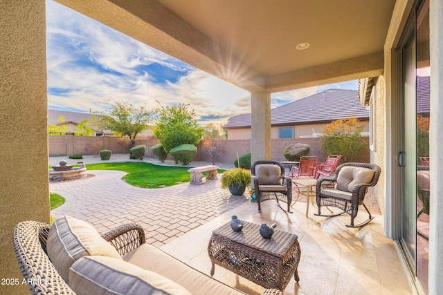 view of patio / terrace with an outdoor living space