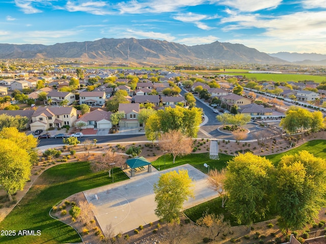 aerial view with a mountain view