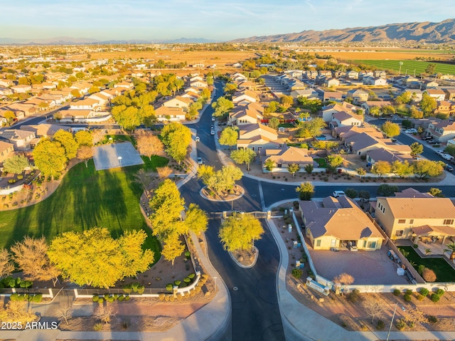 aerial view with a mountain view