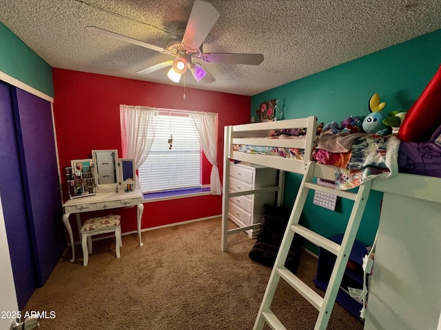 4767 W Wahalla Ln, Glendale, AZ 85308 - bedroom with carpet flooring, a textured ceiling, ceiling fan, electric panel, and a closet