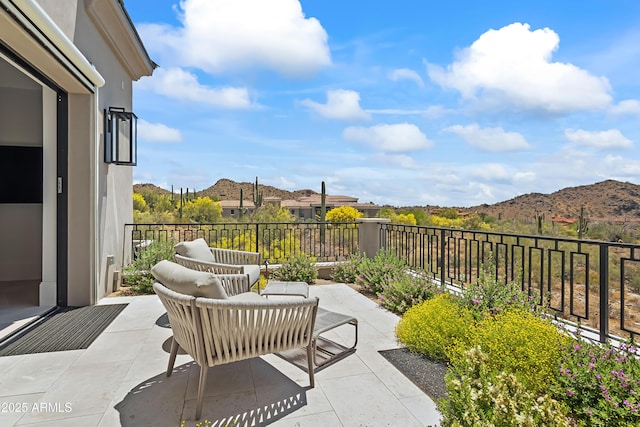 view of patio featuring a mountain view