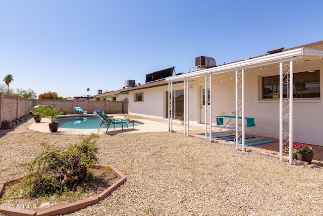 14803 N 55th Ave, Glendale, AZ 85306 - exterior space with a fenced backyard, a fenced in pool, a patio, and central air condition unit