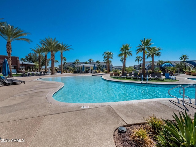 pool featuring a patio area