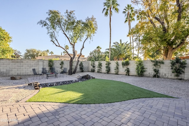 view of yard featuring a patio area