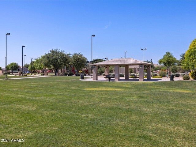 view of community with a yard and a gazebo