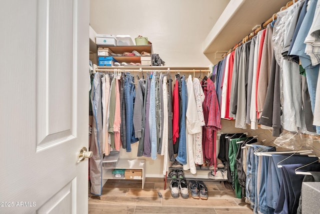 spacious closet featuring hardwood / wood-style floors