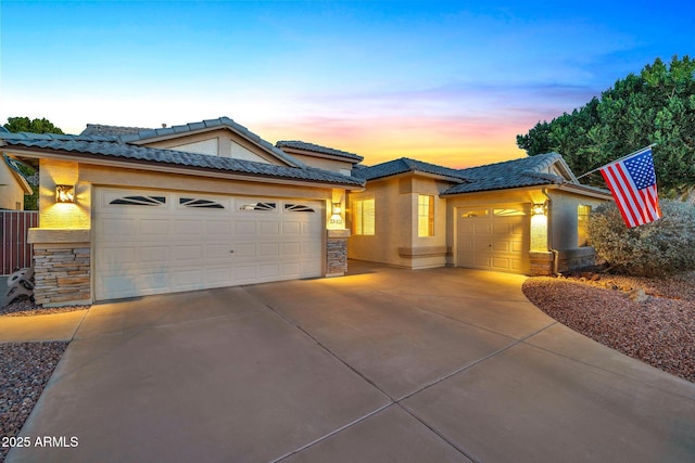 view of front of house with a garage