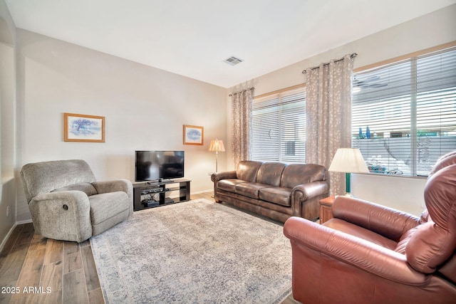 living room featuring hardwood / wood-style flooring