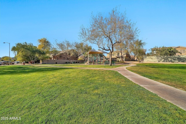 view of yard with a playground