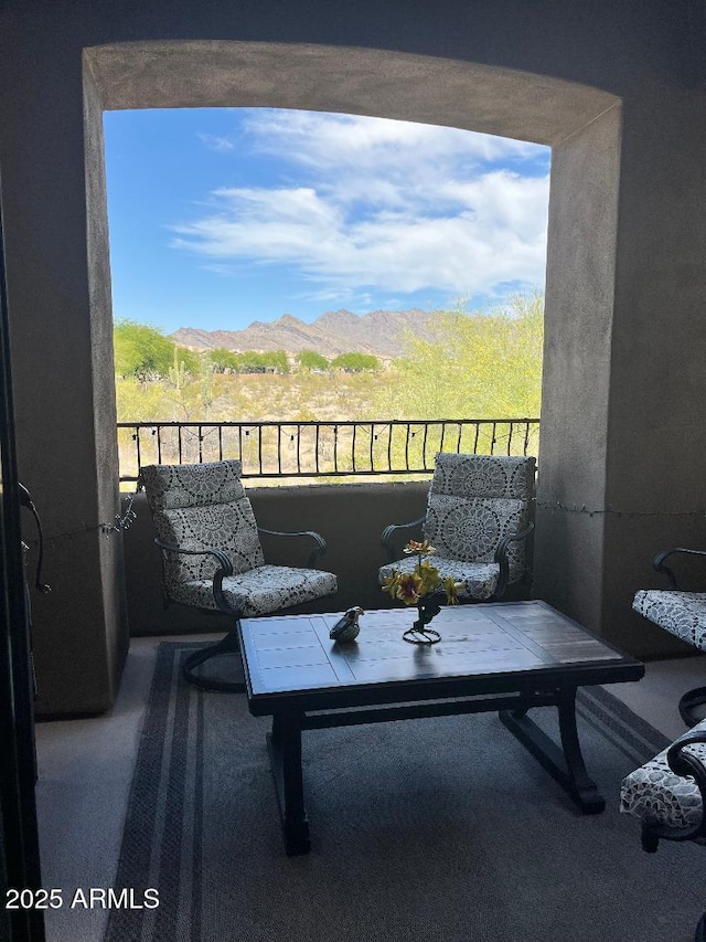 balcony with a mountain view