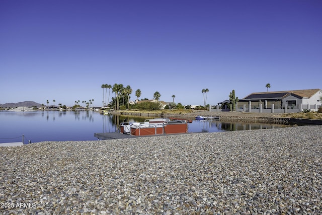 view of dock featuring a water view