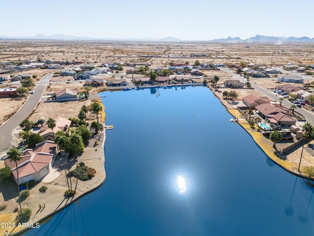 aerial view with a water and mountain view