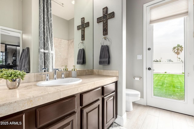 bathroom with toilet and vanity