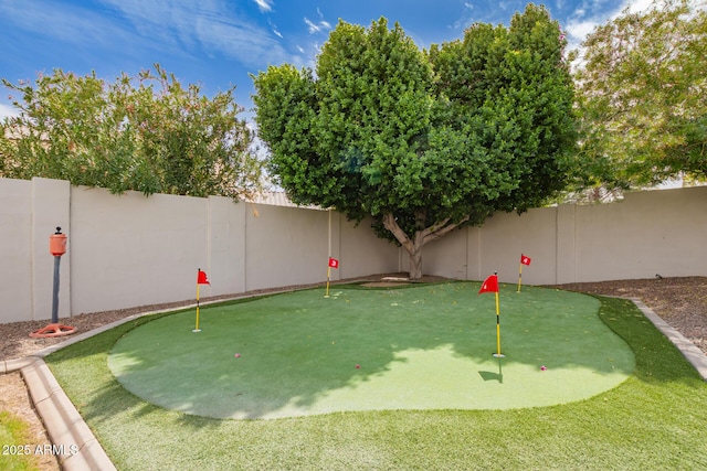 view of yard featuring a fenced backyard